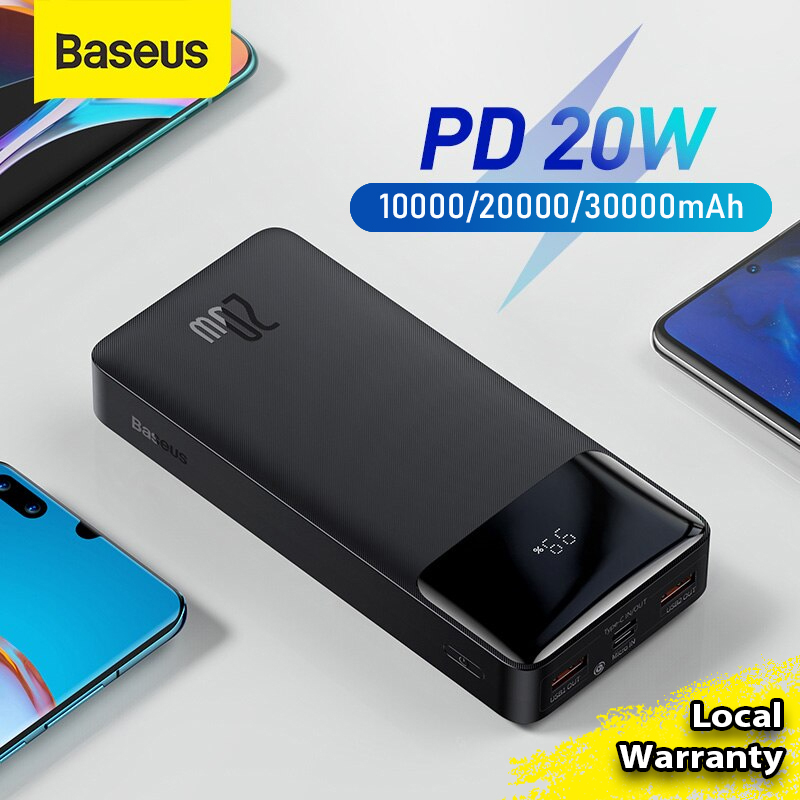 Baseus Bipow PD20W 10000 / 20000 / 30000mAh Digital Display Quick Charge Power Bank Portable 15W Fast Charger for iPhone Samsung Huawei Xiaomi